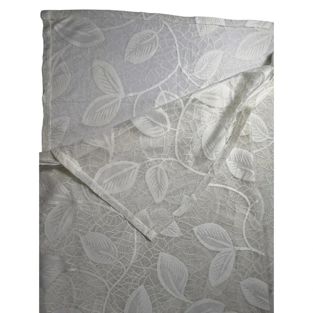 Single Vintage Beige Sheer Leaf Curtain Drape Floral Vine Print 1 Panel 82 Long